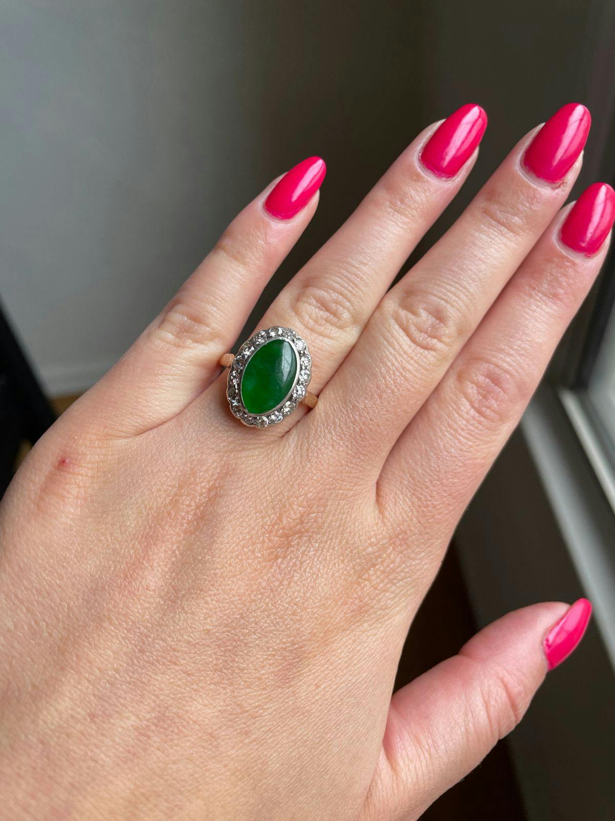 Vintage jade and diamond ring 