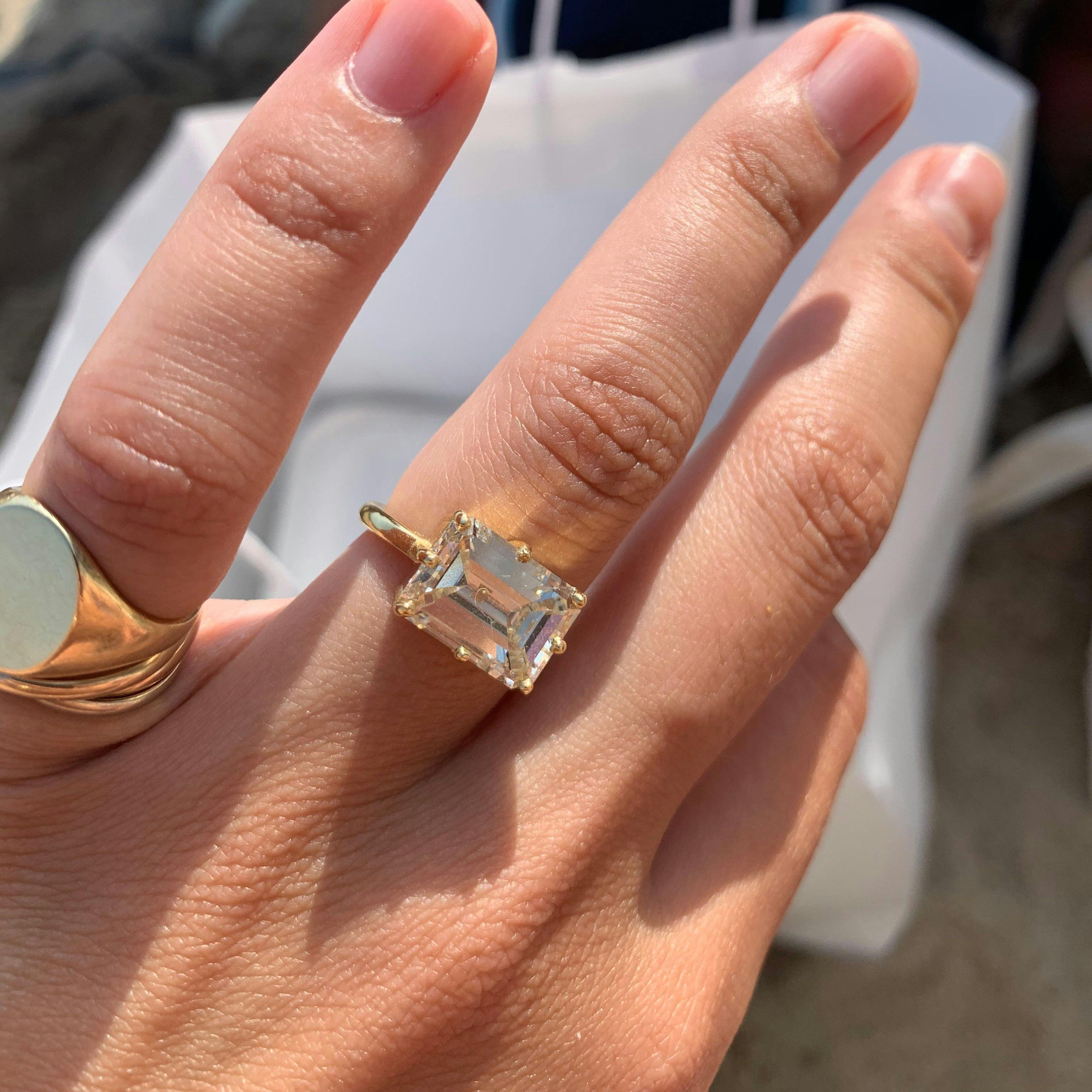 Custom Diamond Emerald Cut Engagement Ring